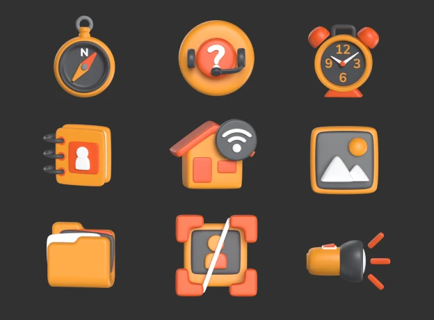 64 Essential 3D Icons 3d pack of graphics and illustrations