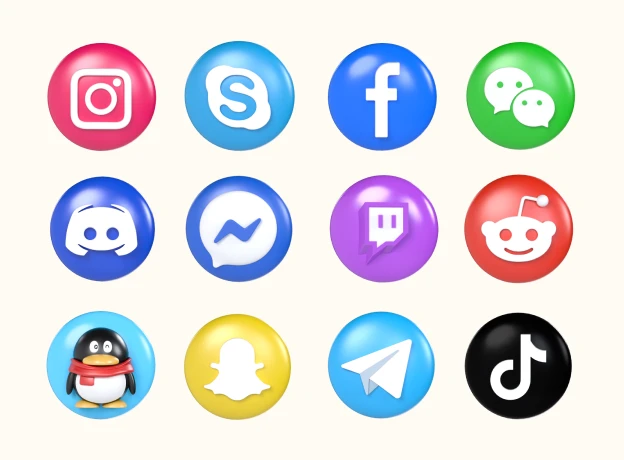 30 Social Media Logos 3d pack of graphics and illustrations
