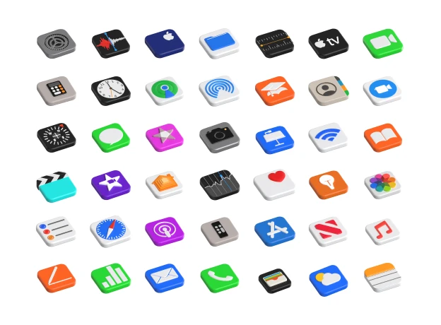 42 iOS MacOS App Icons 3d pack of graphics and illustrations