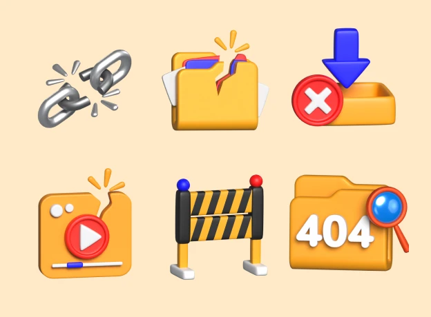 19 Error Broken Icons 3d pack of graphics and illustrations