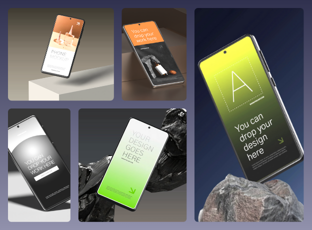 8 Simulated Google Phone 3d pack of graphics and illustrations