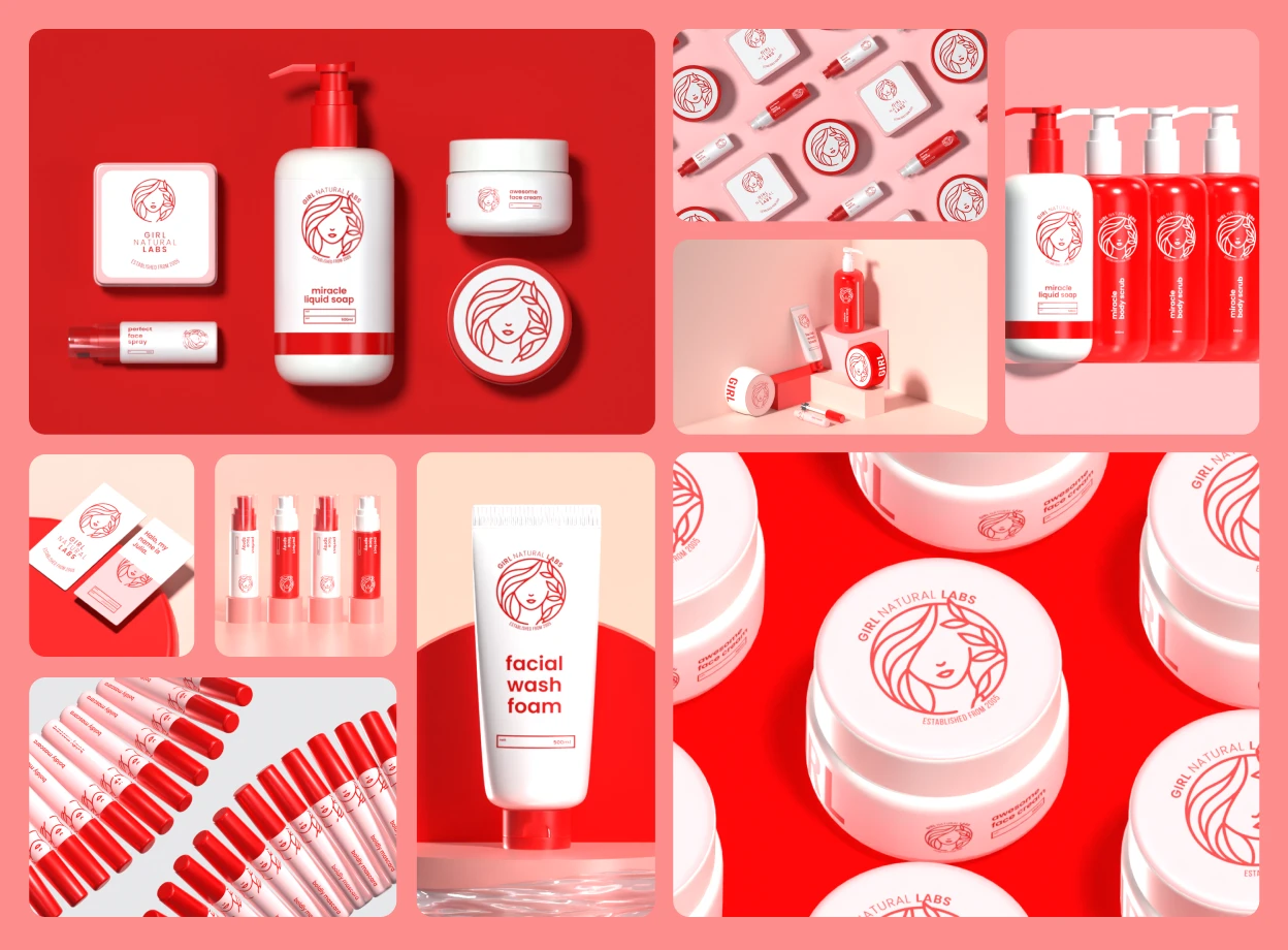 9 Cosmetic Brand Kit 3d pack of graphics and illustrations