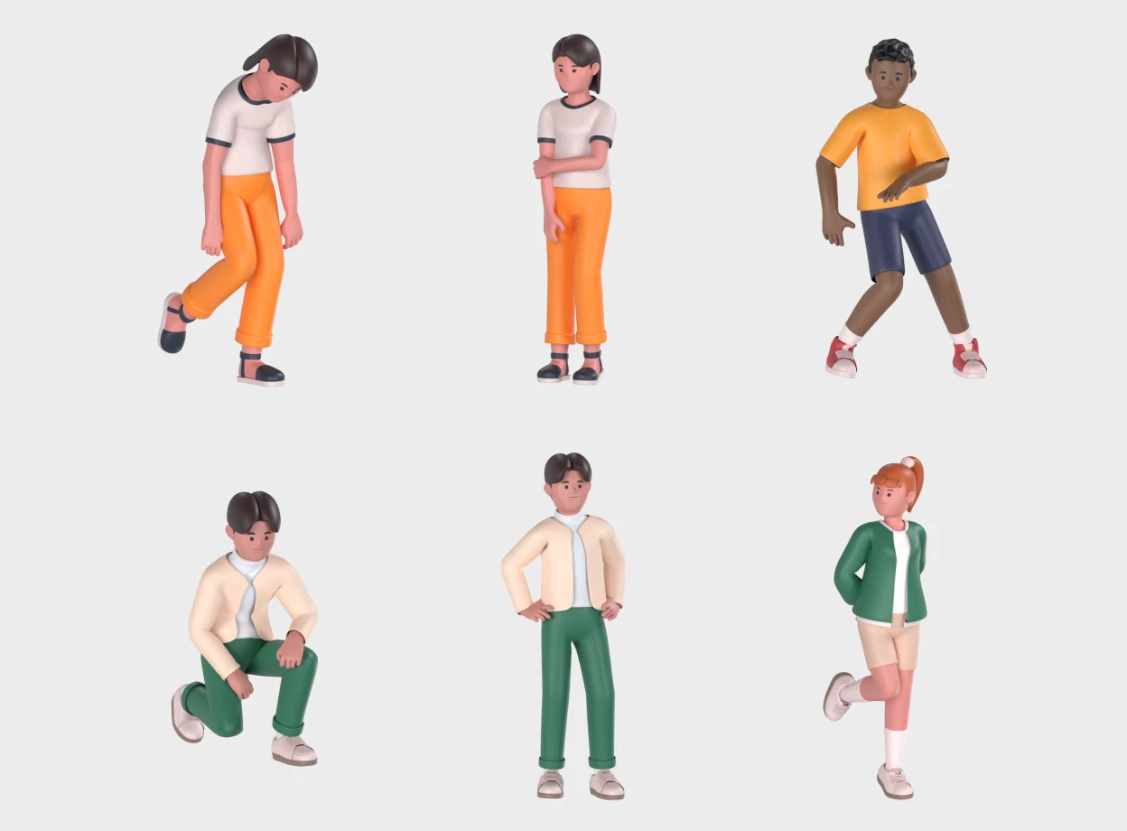 20 Teenager Characters 3d pack of graphics and illustrations