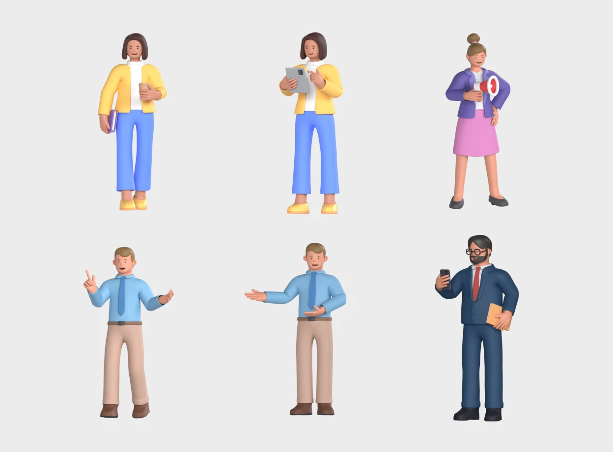 11 Business Characters  3d pack of graphics and illustrations