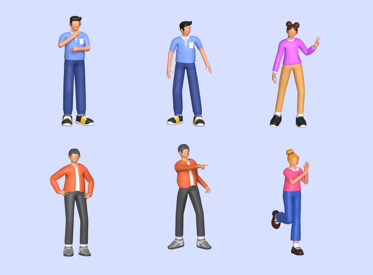 8 Teamwork Characters 3d pack of graphics and illustrations