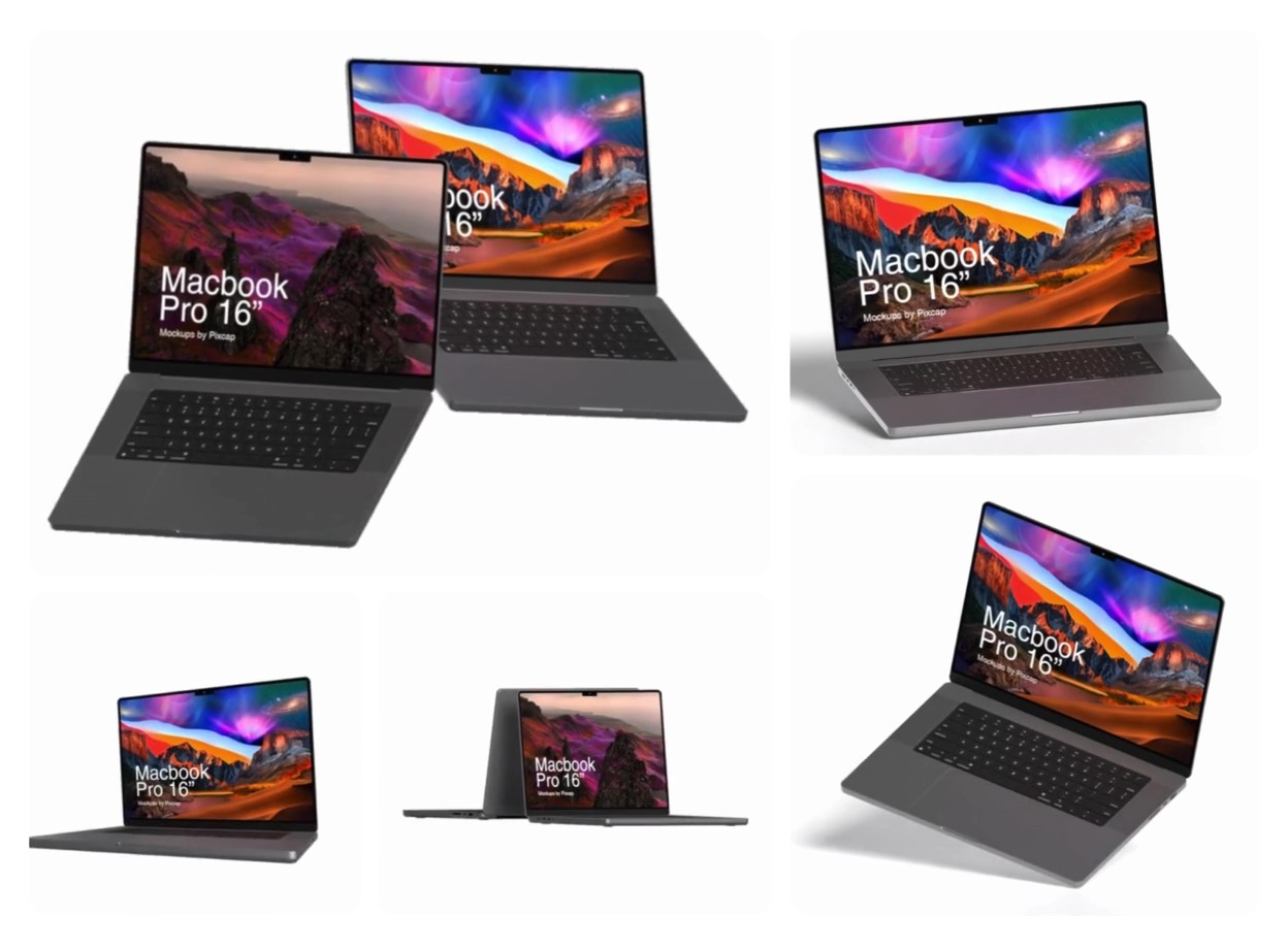 10 Isolated Macbook Pro Silicon Mockup 3d pack of graphics and illustrations