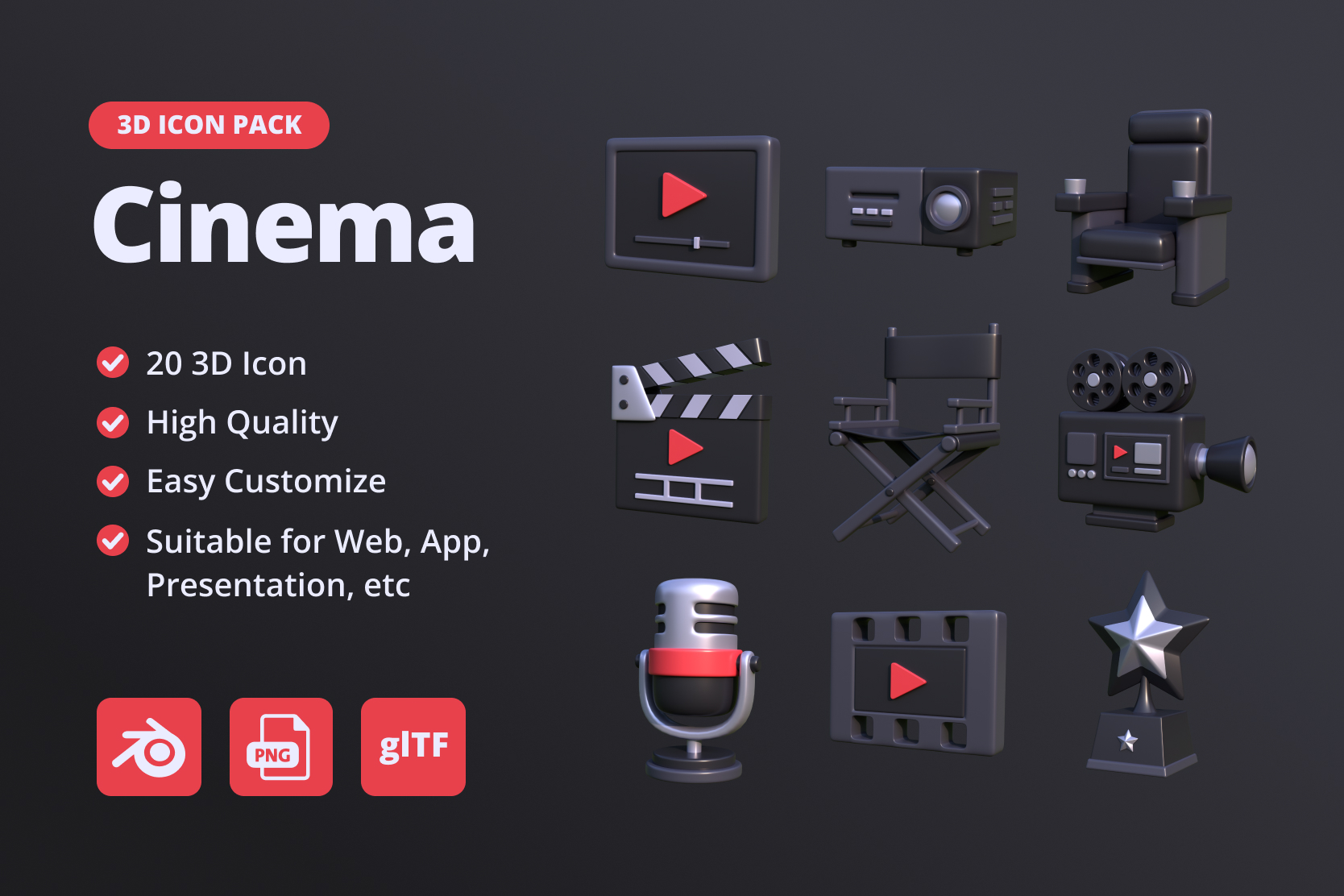 19 Kino 3d pack of graphics and illustrations