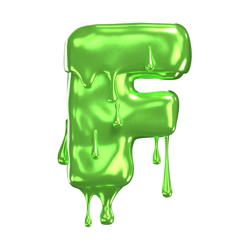 F  Letter 3D Shape Slime Text 3D Graphic