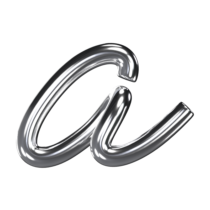 A Letter 3D Shape Chrome Text 3D Graphic