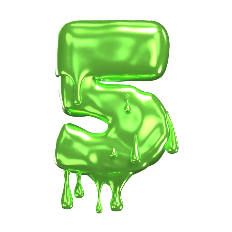 3D Number 5 Shape Slime Text 3D Graphic