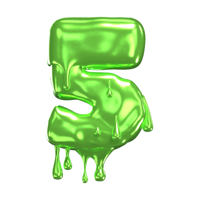3D Number 5 Shape Slime Text 3D Graphic