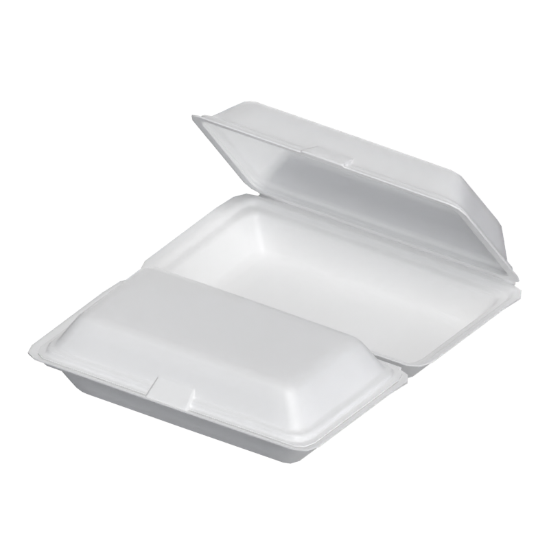 Opened And Closed Long Disposable Food Package Containers 3D Model