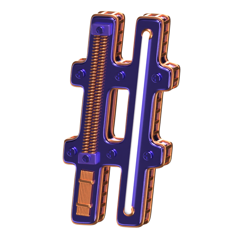 Hastag Symbol 3D Form Condensed Future Text 3D Graphic