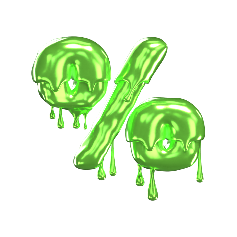 Percent Sign    Symbol 3D Shape  Slime Text 3D Graphic