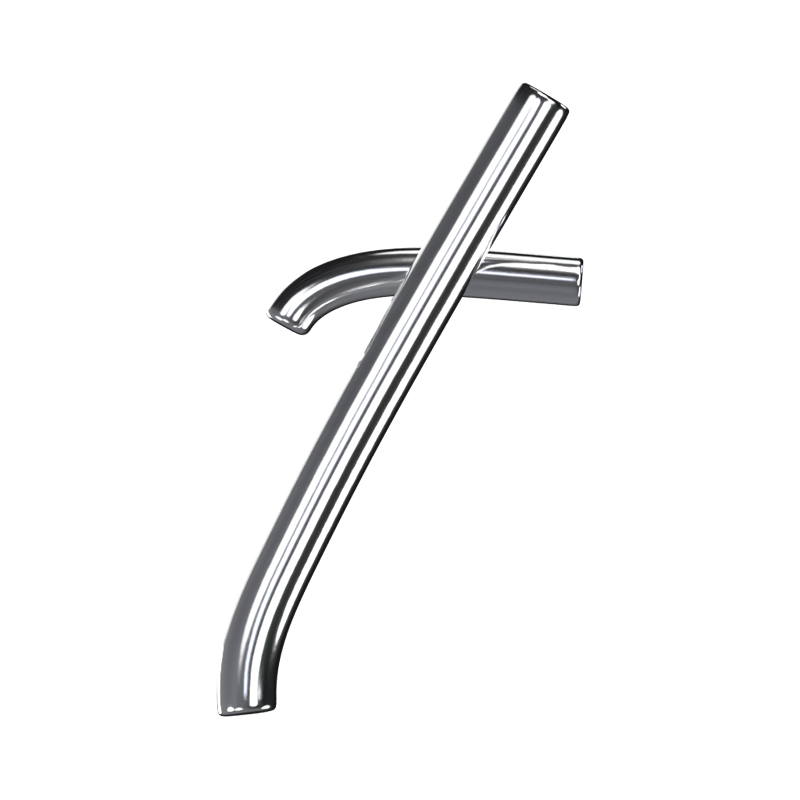 T  Letter 3D Shape Chrome Text 3D Graphic