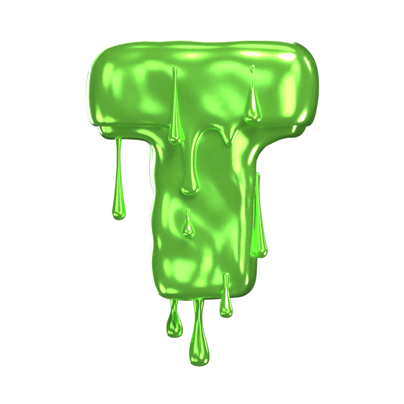 T  Letter 3D Shape Slime Text 3D Graphic