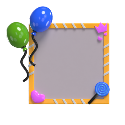 3D Polaroid With Two Balloons And Lollipop Model 3D Graphic