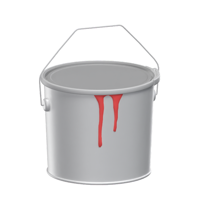Round Blank Paint Bucket With Lock 3D Model Dripping Paint 3D Graphic
