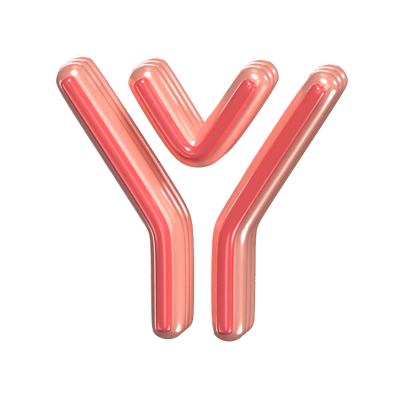 Y   Letter 3D Shape Rounded Text 3D Graphic