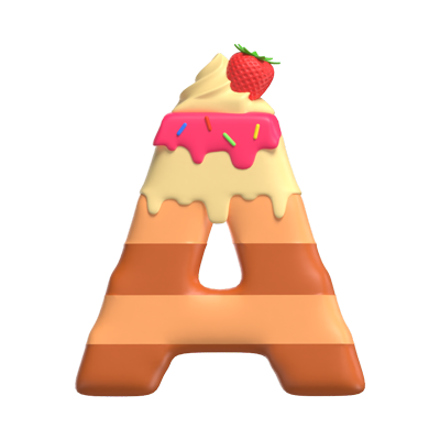 A  Letter 3D Shape Cake Text 3D Graphic