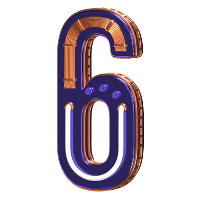 3D Number 6 Shape  Condensed Future Text 3D Graphic