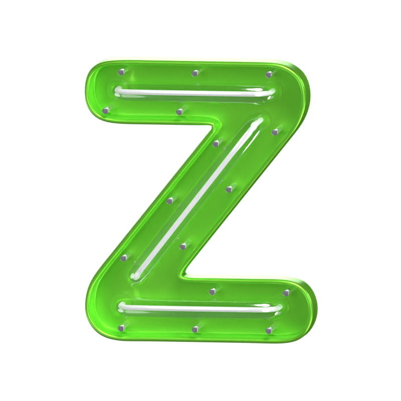 Z Letter 3D Shape Neon Text 3D Graphic