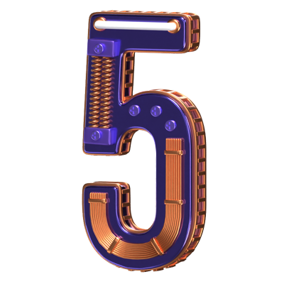 3D Number 5 Shape  Condensed Future Text 3D Graphic