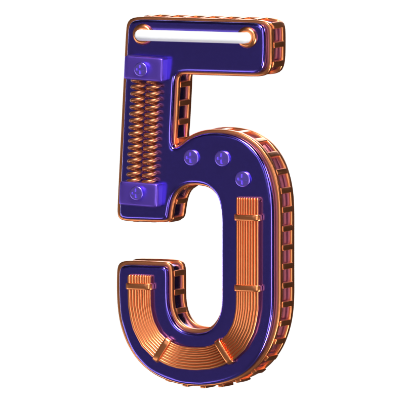 3D Number 5 Shape Condensed Future Text 3D Graphic