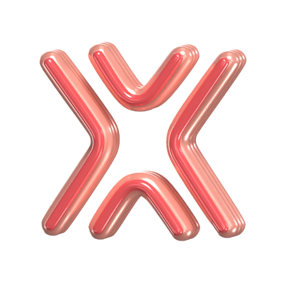 X   Letter 3D Shape Rounded Text 3D Graphic