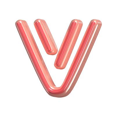 V   Letter 3D Shape Rounded Text 3D Graphic