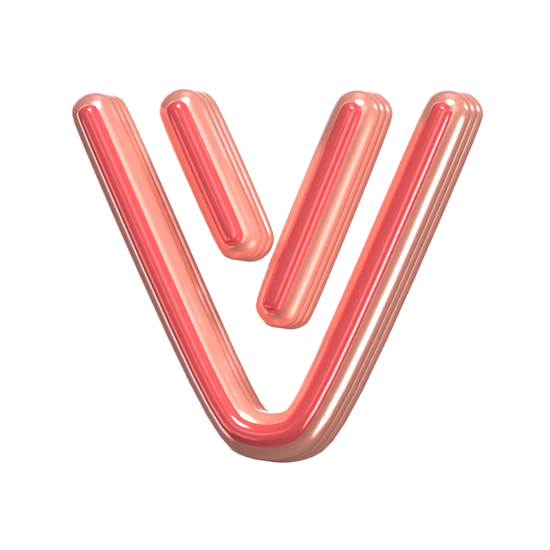 V   Letter 3D Shape Rounded Text