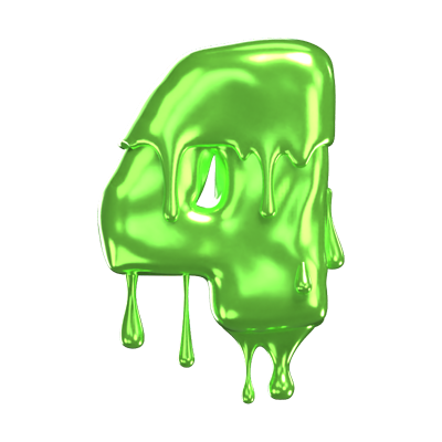 3D Number 4 Shape Slime Text 3D Graphic