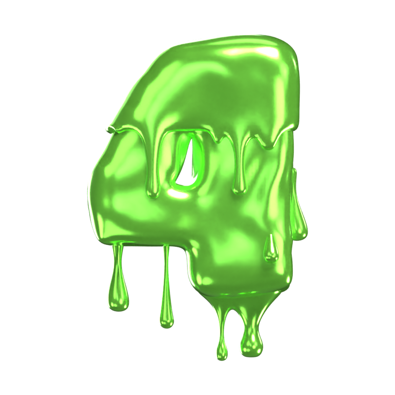 3D Number 4 Shape Slime Text 3D Graphic