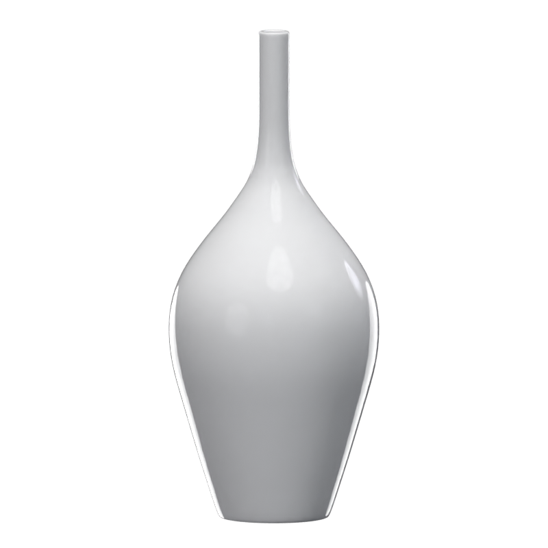 Long Classic Ceramic Vase 3D Model Narrow Neck With Broad Body