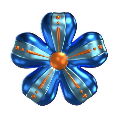  3D Blume Form Blaue Blütenblätter mit Gold Schattierungen 3D Graphic