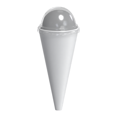 3D Ice Cream Single Ball Scoop In Cone With Transparent Dome Shaped Cap 3D Graphic