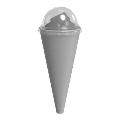 3D Swirled Ice Cream In Plastic Cone With Transparent Dome Shaped Cap 3D Graphic
