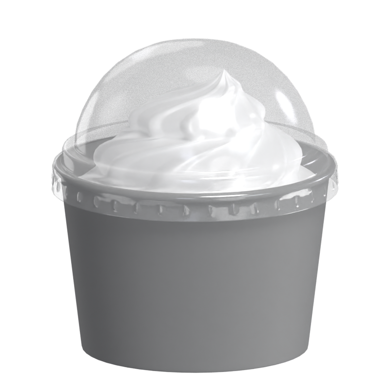 3D Swirled Ice Cream In Plastic Cup With Transparent Dome Shaped Cap