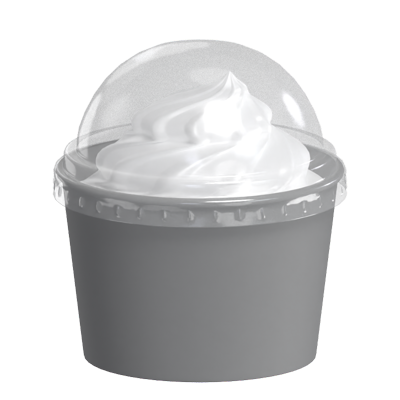 3D Swirled Ice Cream In Plastic Cup With Transparent Dome Shaped Cap 3D Graphic