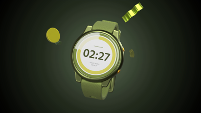 Smart Watch With Fast Motion And Items Orbiting Around 3D Animated Mockup 3D Template
