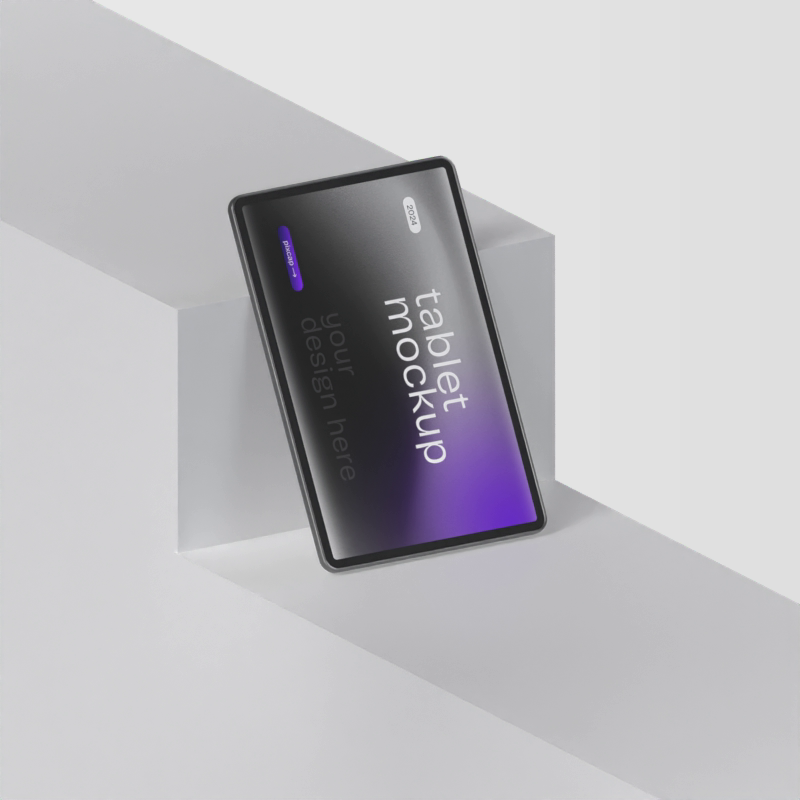 Minimalist Tablet 3D Mockup With Lighting Showcase 3D Template