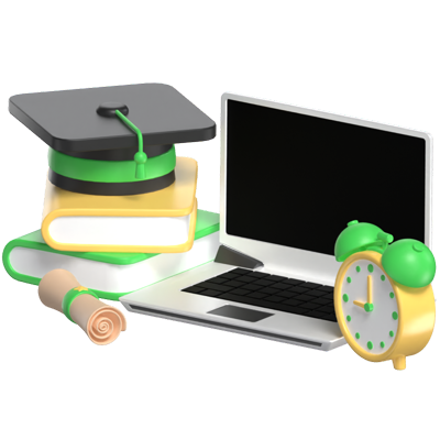 Online Education Experience 3D Scene 3D Illustration