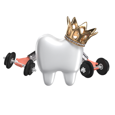 Healthy Tooth With Crown 3D Scene 3D Illustration