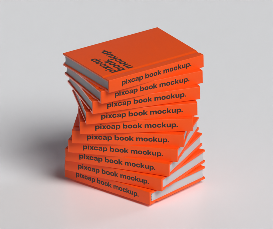 Pile Of Books Appearing One By One 3D Animated Mockup 3D Template
