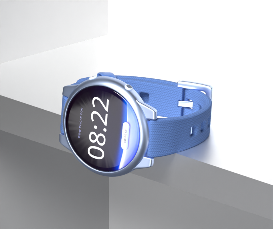 Single Smart Watch 3D Mockup On The Minimalist Background With Neutral Vibes 3D Template