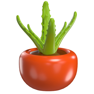 3D Aloe Vera In Red Pot Natural Beauty  3D Graphic