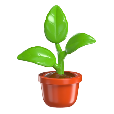 3D Plant Icon In Pot Model Greenery Symbol For Decoration 3D Graphic