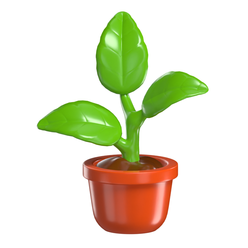 3D Plant Icon In Pot Model Greenery Symbol For Decoration 3D Graphic