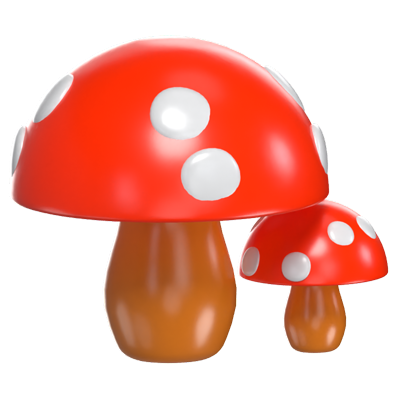 3D Zwei Pilz skurrilen Pilz Duo mit lebendigen Farbe 3D Graphic