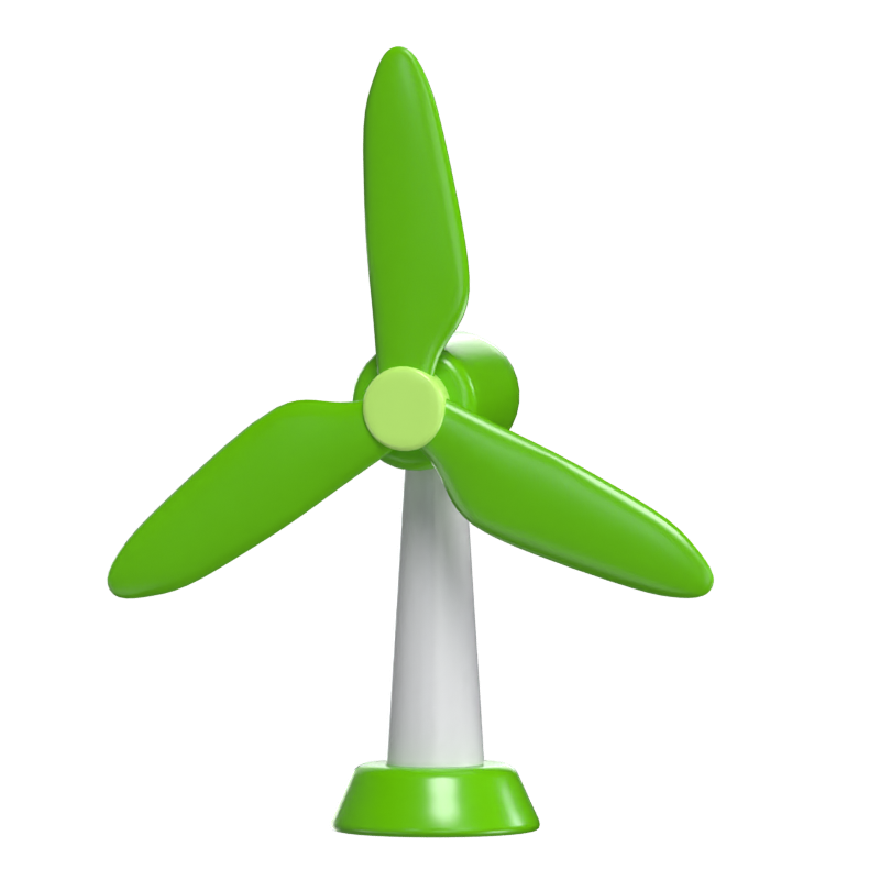 3D-Windmühle nutzt die Energie der Natur 3D Graphic